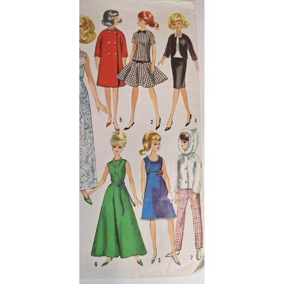 Simplicity 6208 Pattern Doll Clothes Barbie Midge Misty Teen Model Dolls - Picture 3 of 6